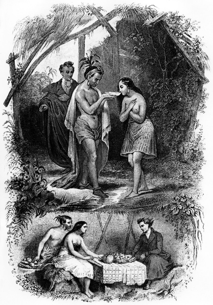 Ilustración de la novela "Les Natchez" de François René de Chateaubriand de French School
