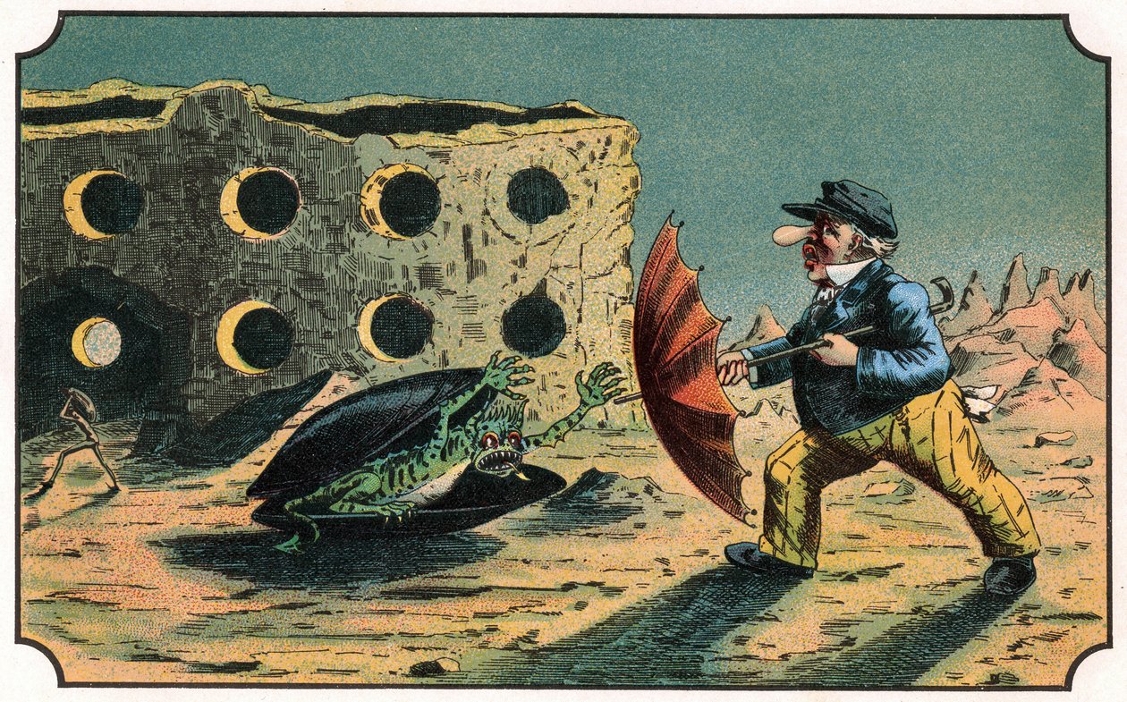 Ilustración del libro "Viaje a la luna antes de 1900" de A. de Ville-d
