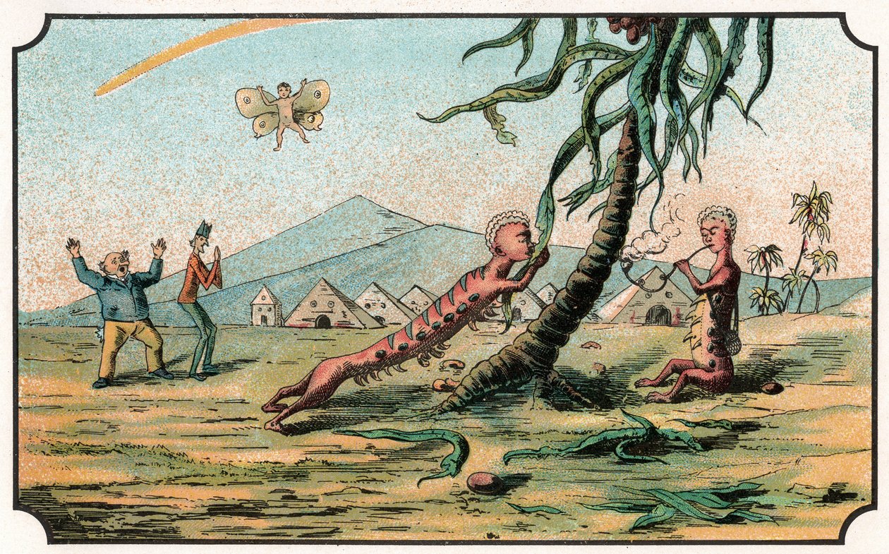Ilustración del libro "Viaje a la luna antes de 1900" de A. de Ville-d