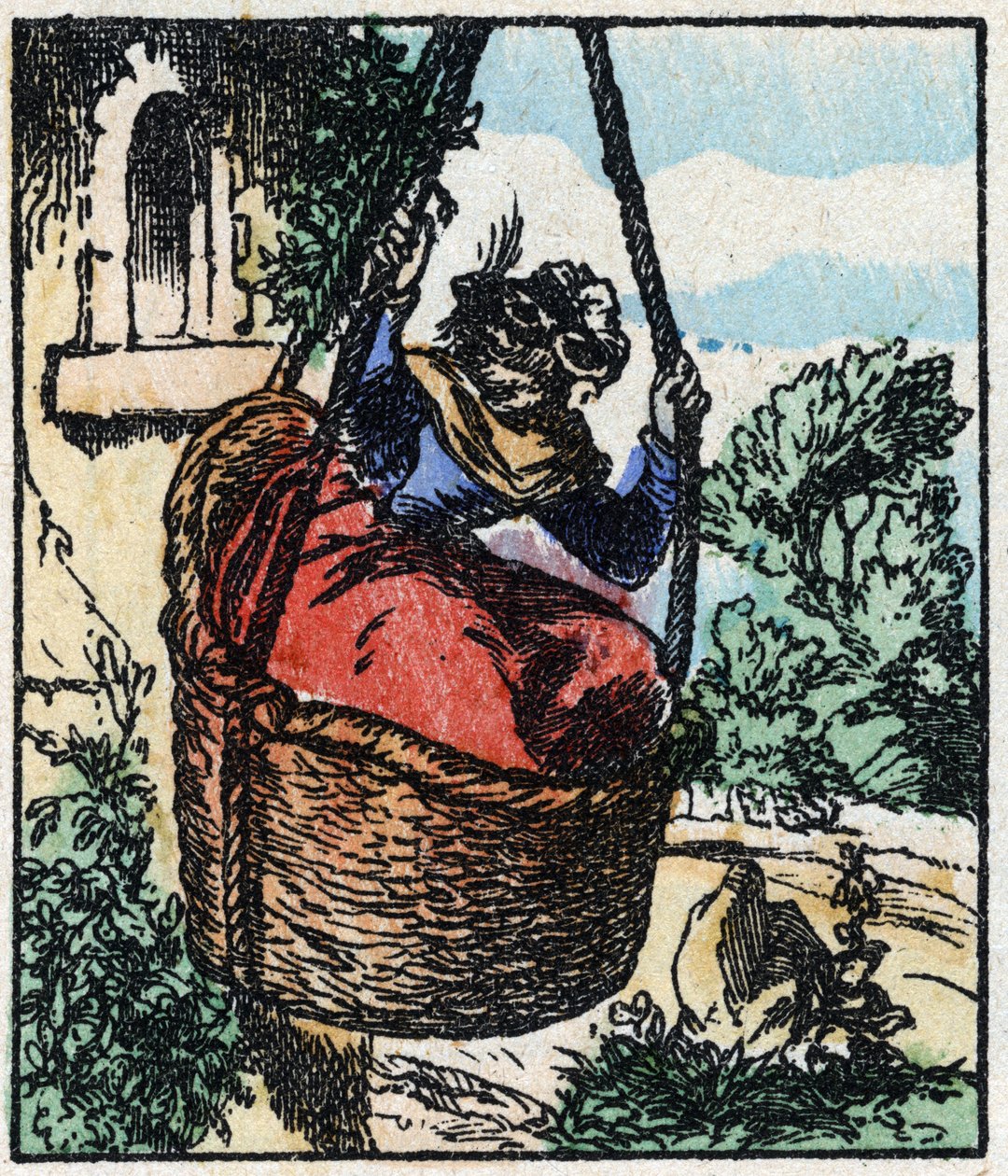 Ilustración del cuento “Raminagrobis y los ratones”. Grabado en madera de Imaging Pellerin - Epinal, finales del siglo XIX. de French School