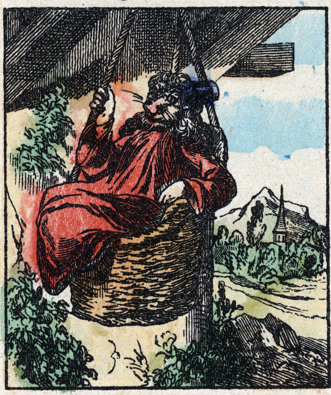 Ilustración del cuento “Raminagrobis y los ratones”. Grabado en madera de Imaging Pellerin - Epinal, finales del siglo XIX. de French School