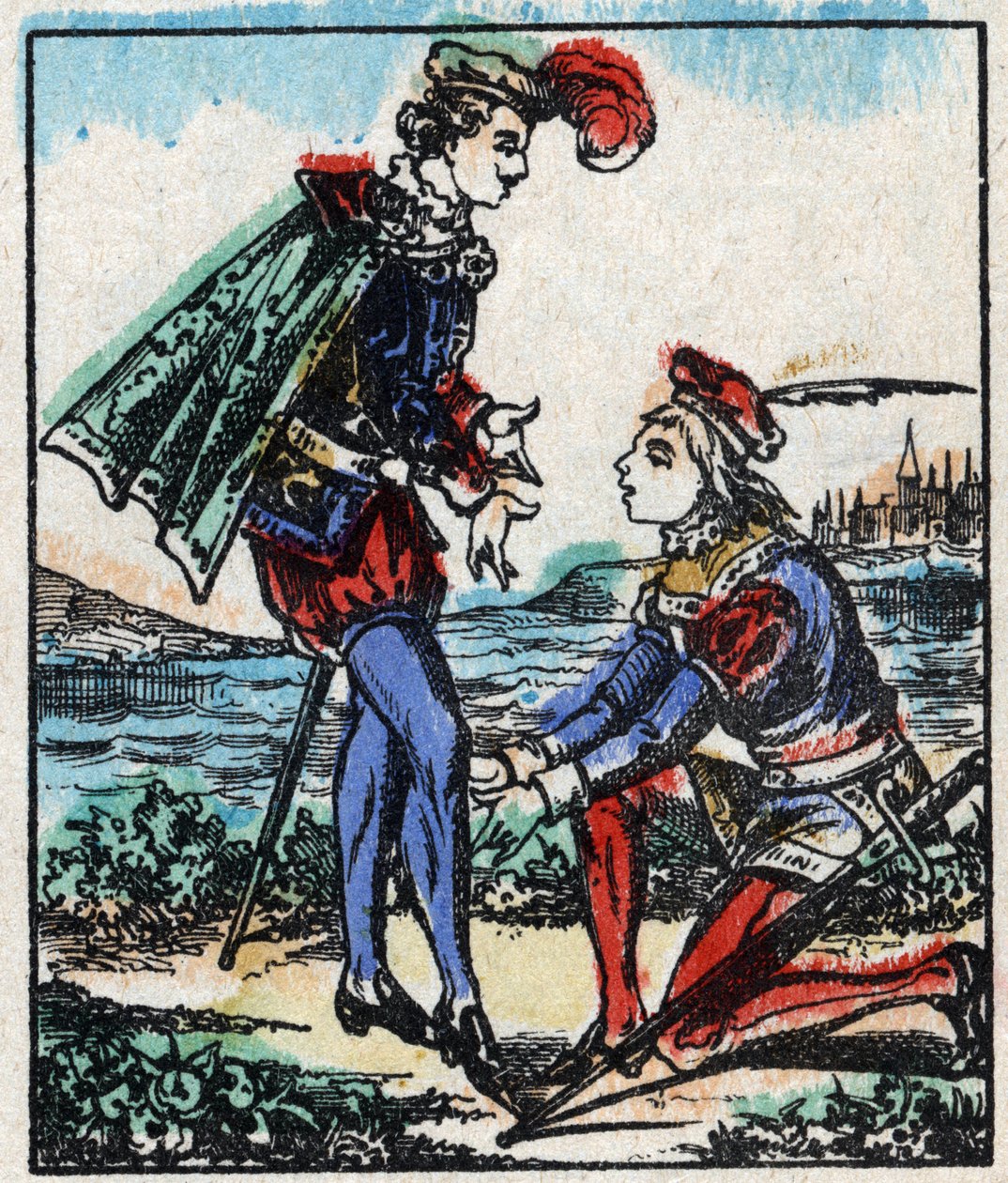 Ilustración del cuento "Las aventuras de Grand Flandrin". Grabado en madera de Imaging Pellerin - Epinal, sd. Finales del siglo XIX. de French School