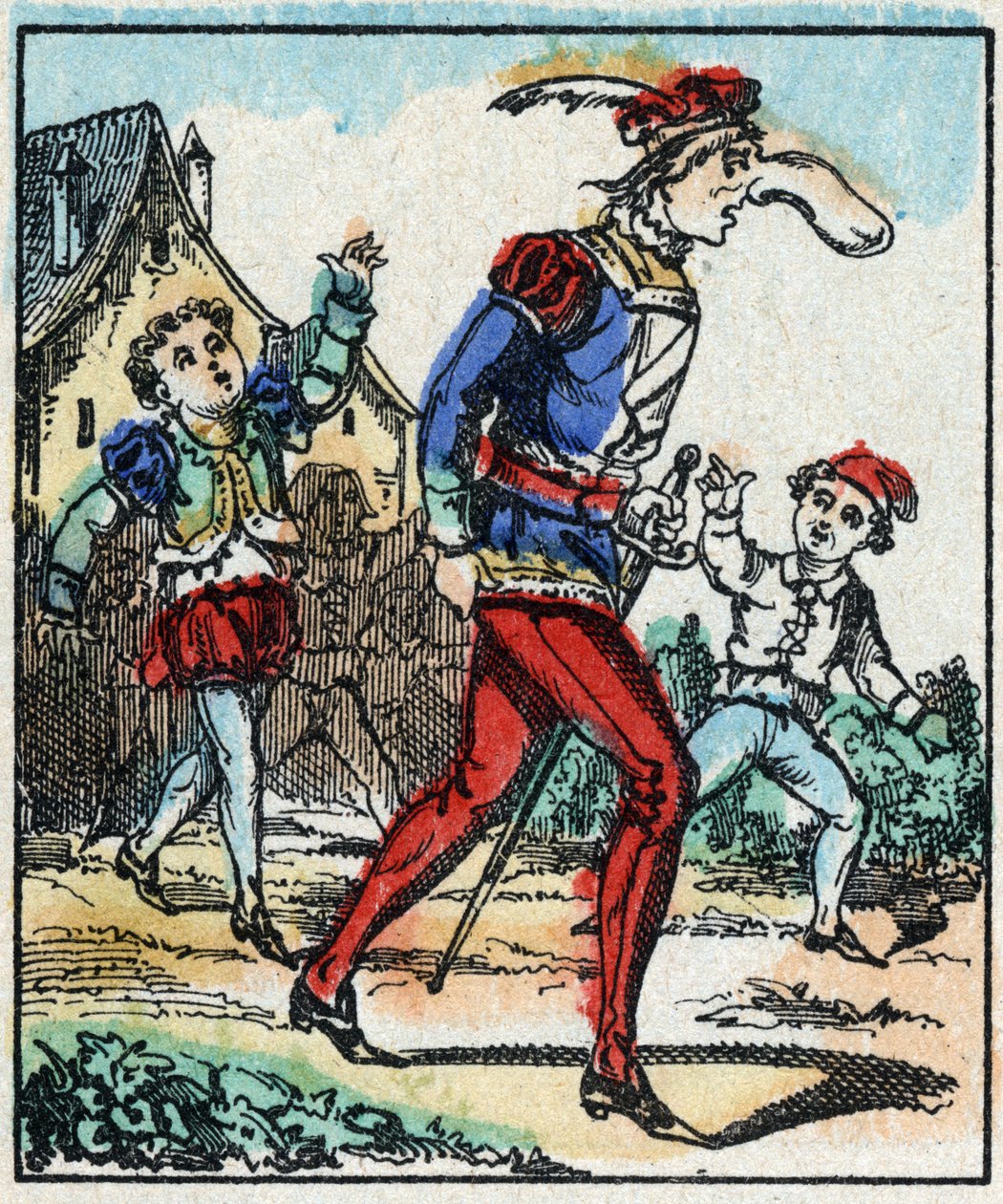 Ilustración del cuento "Las aventuras de Grand Flandrin" Grabado en madera de Imaging Pellerin - Epinal, sd. Finales del siglo XIX. de French School