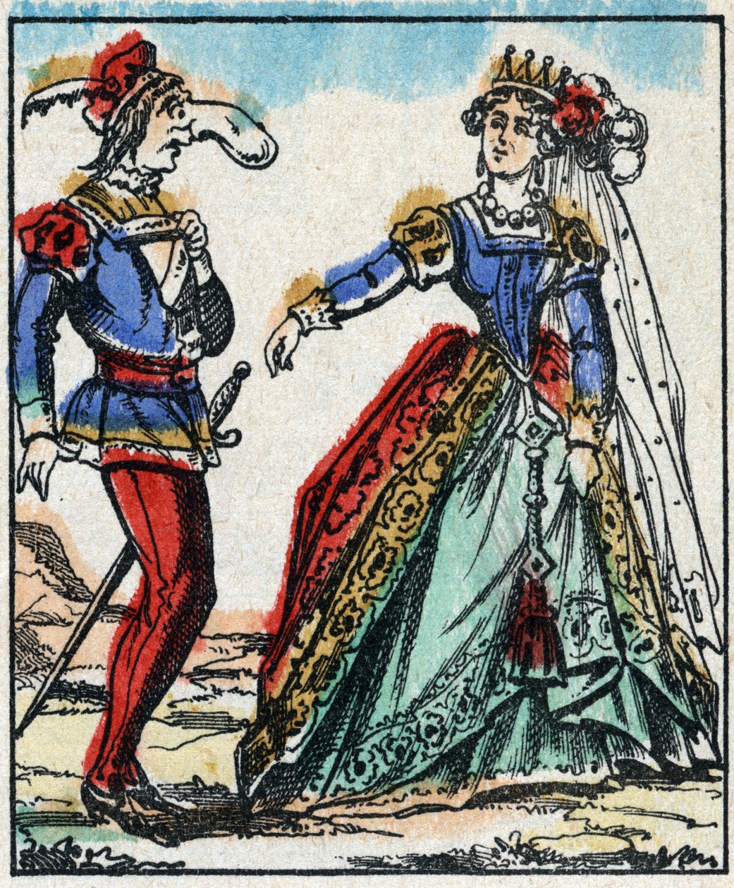 Ilustración del cuento “Las Aventuras de Grand Flandrin” Grabado en madera de Imagerie Pellerin - Epinal, sd. Finales del siglo XIX. de French School