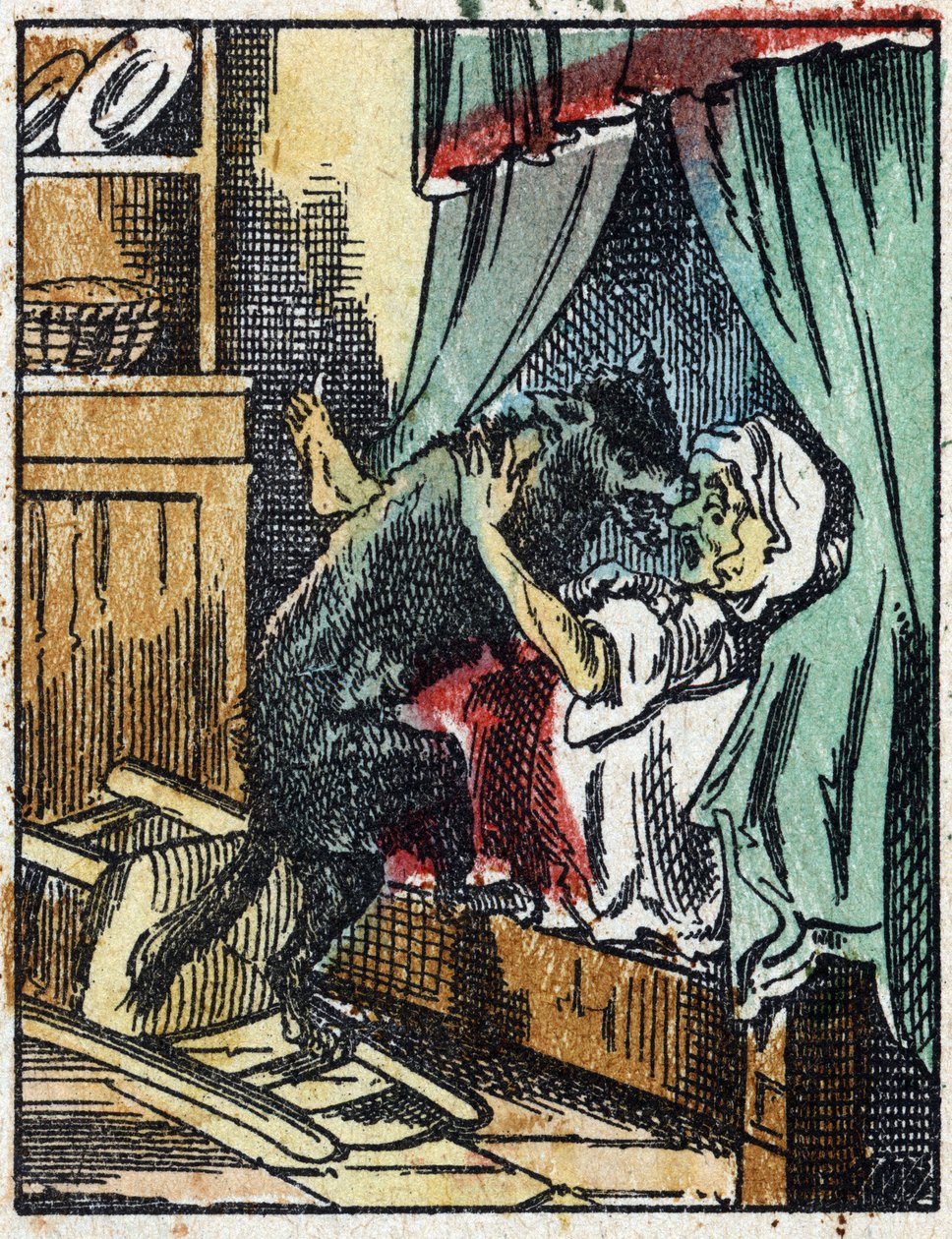 Ilustración del cuento "Caperucita Roja" de Charles Perrault. Grabado en madera de Imaging Pellerin - Epinal, sd. Finales del siglo XIX. de French School