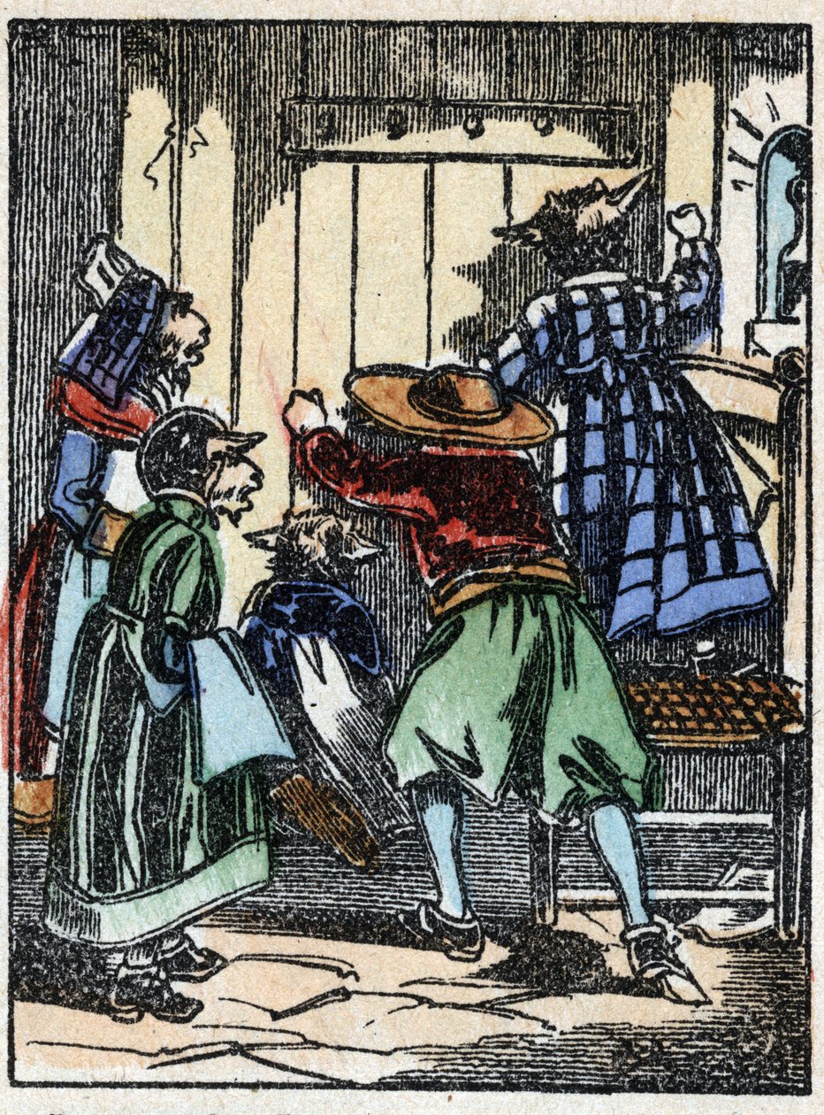 Ilustración del cuento "El lobo, la cabra y los siete cabritillos". Grabado en madera de Imaging Pellerin - Epinal, sd. Finales del siglo XIX. de French School