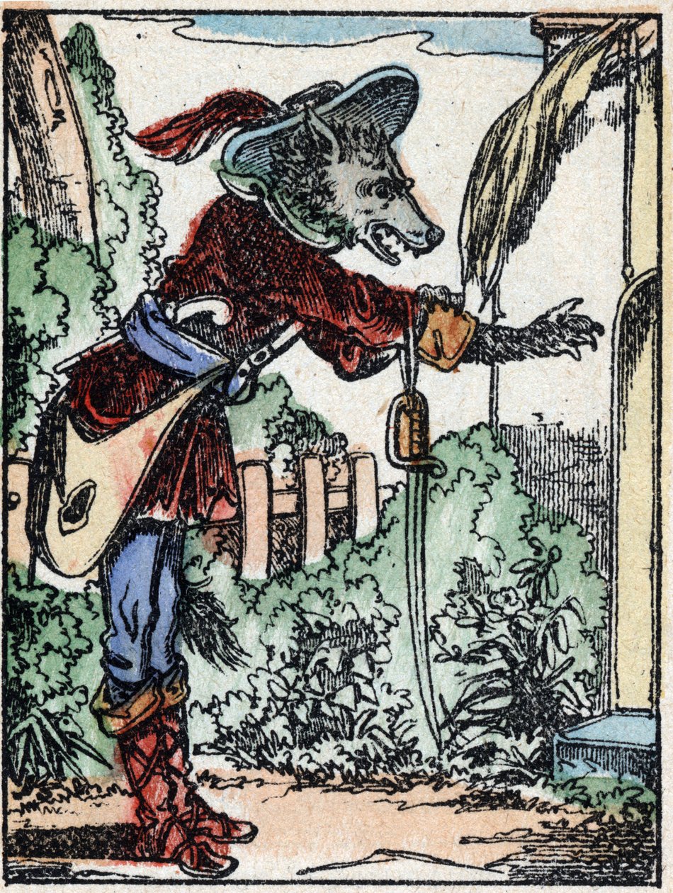 Ilustración del cuento “El lobo, la cabra y los siete cabritos”. Grabado en madera de Imaging Pellerin - Epinal, finales del siglo XIX. de French School