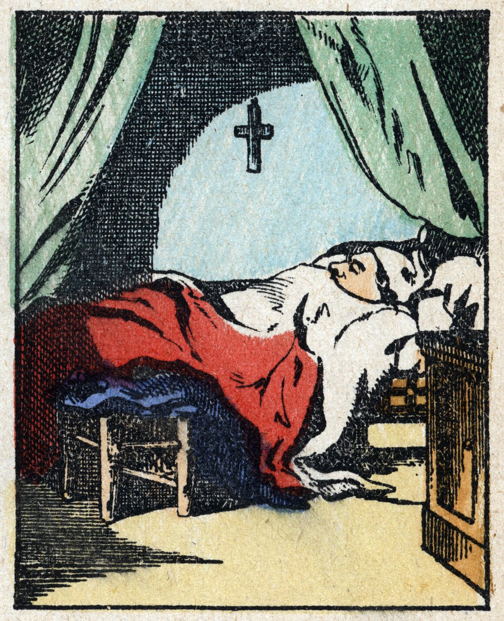Ilustración del cuento "Historia verídica de Jeannot Serinet". Grabado en madera de Imagery Pellerin - Epinal, sd. Finales del siglo XIX. de French School