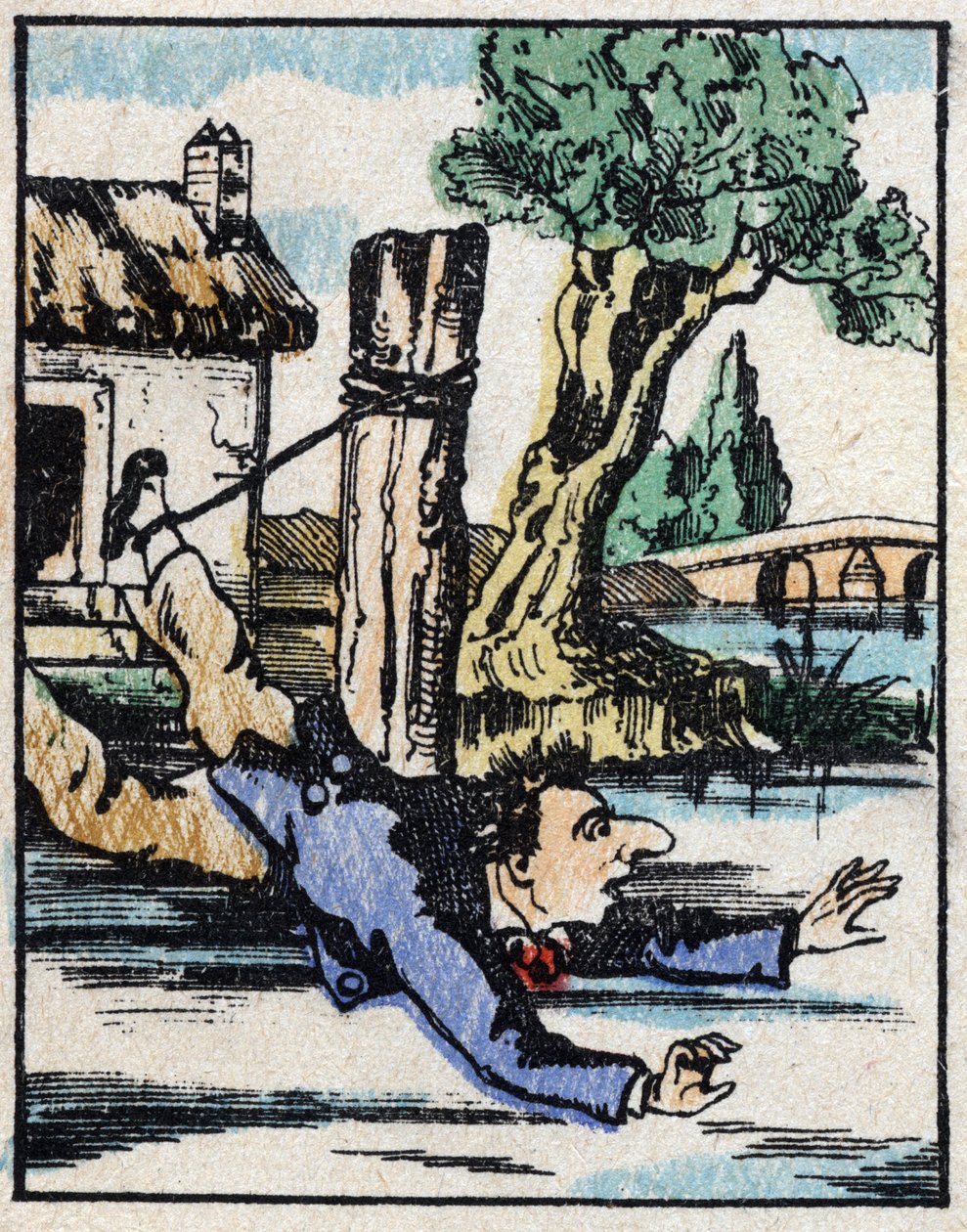 Ilustración del cuento "Historia Verídica de Jeannot Serinet" Grabado en madera de Imagerie Pellerin - Epinal, sd. Finales del siglo XIX. de French School