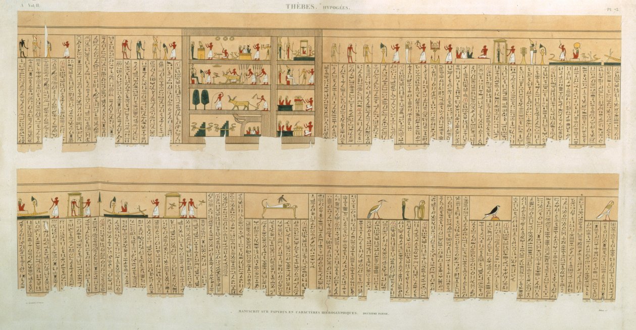 Ilustraciones de un manuscrito de Pampus con jeroglíficos, Hipogeos, Tebas, lámina 75 de Vol II de 
