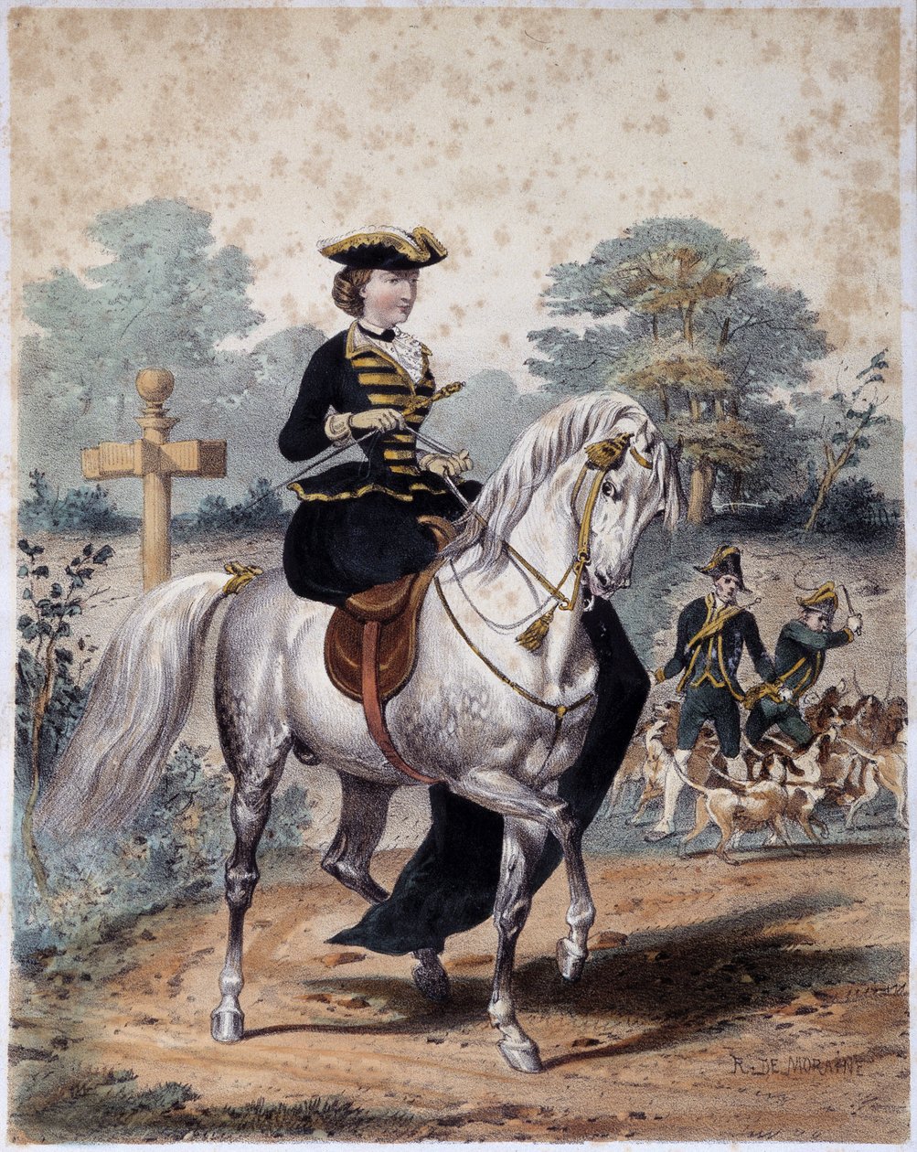 Emperatriz Eugenia en traje de caza. Grabado anónimo, s.d. c. 1860 de French School