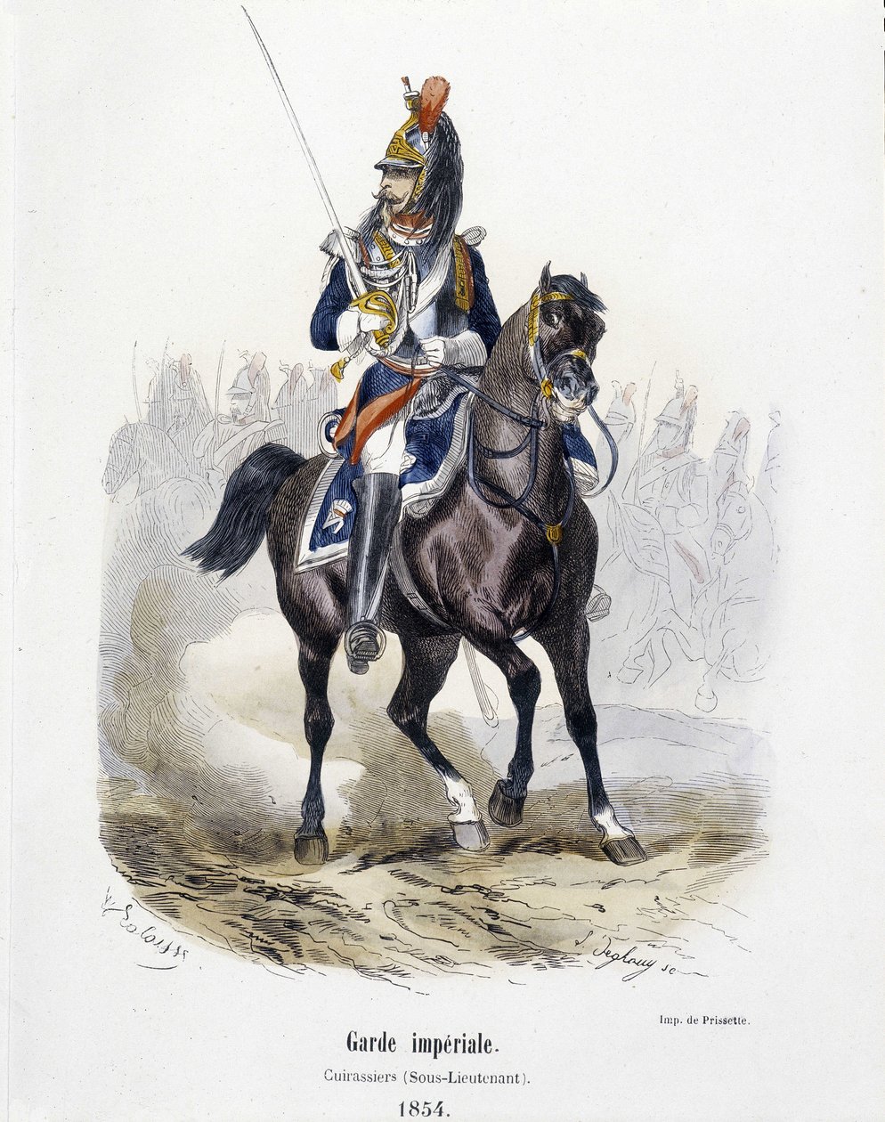 Guardia Imperial: Coraceros en 1854 - en "Historia del ejército" por A. Barbier de French School
