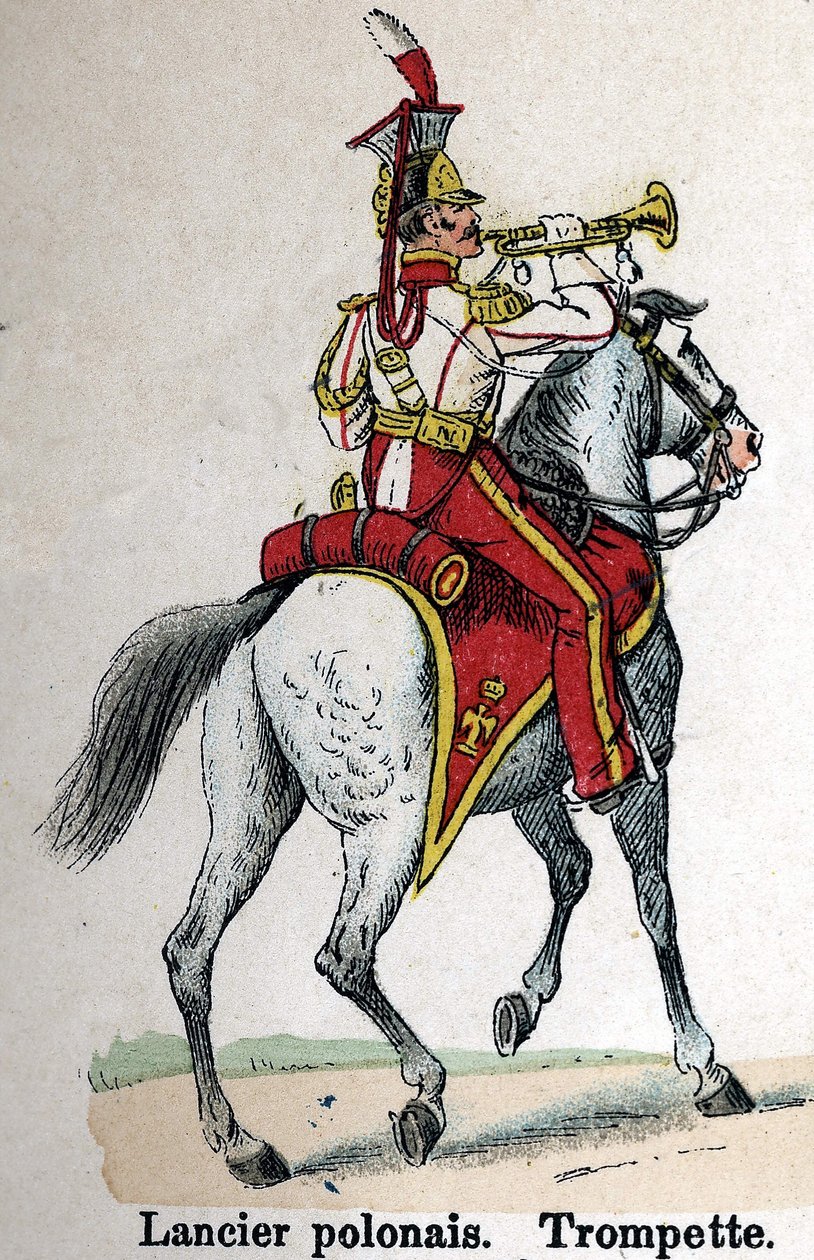 Guardia Imperial Napoleón I: Lancero Polaco - Trompeta. Lámina del libro Les Uniforms de l