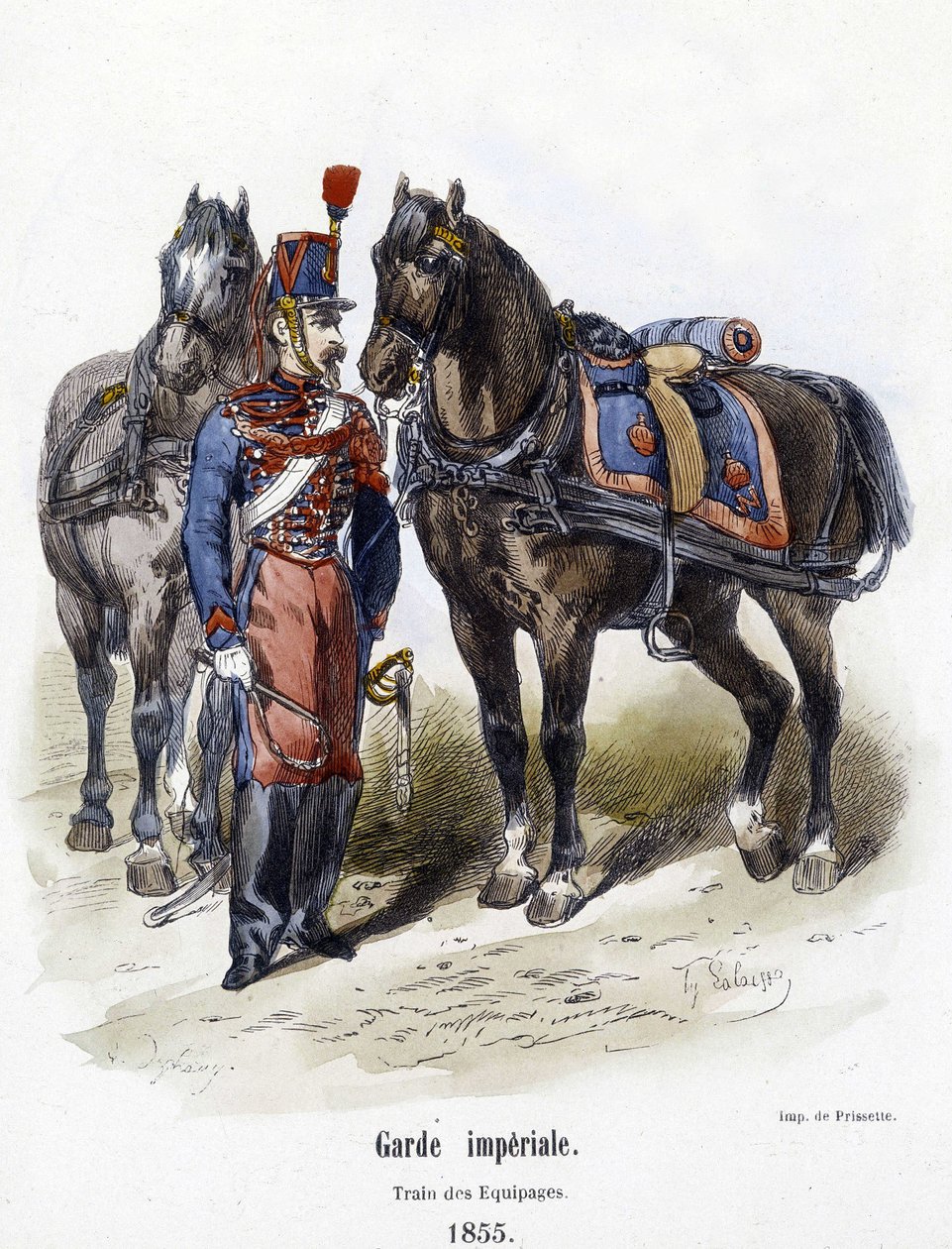 Guardia Imperial: tren de tripulaciones en 1855 - en "Historia del ejército" por A. Barbier de French School