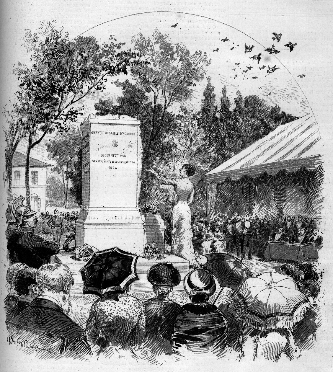 Inauguración del monumento dedicado al pintor Jean Baptiste Camille Corot (1796-1875) en Ville d