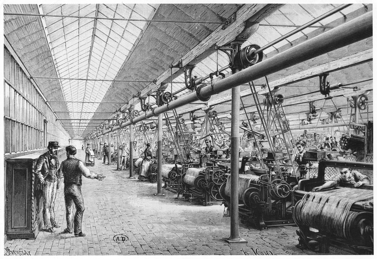 Tejido industrial en Bagatelle, 1884 de French School
