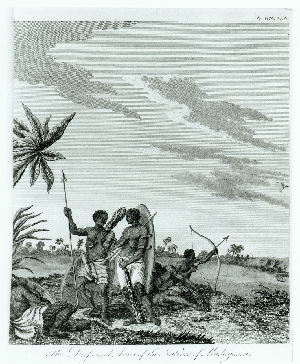 Habitantes de Madagascar, del volumen 2 de Memorias y Viajes del Conde Benyowsky, publicado en 1790 de French School