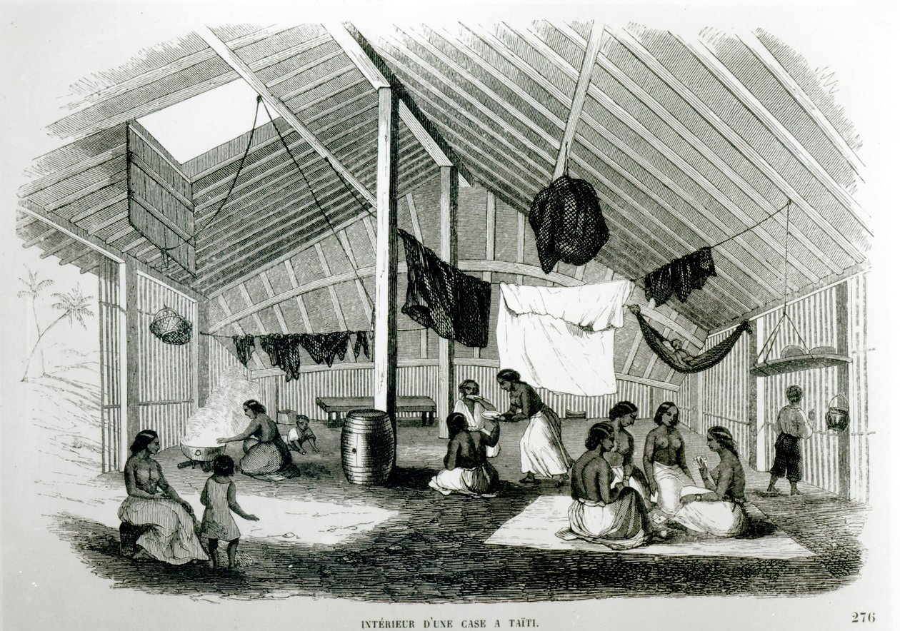 Dentro de una cabaña tahitiana, de 