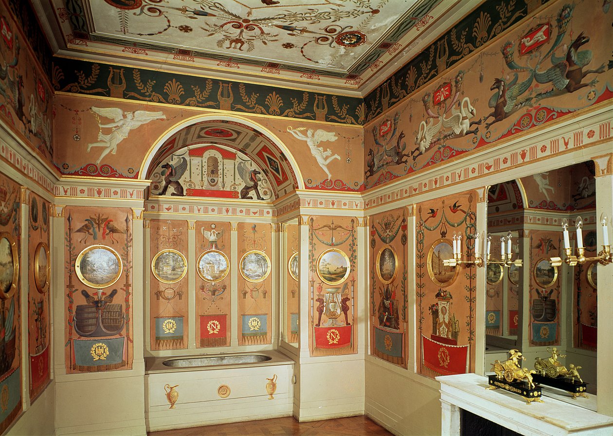 Interior del baño de Napoleón, construido en 1807 de French School