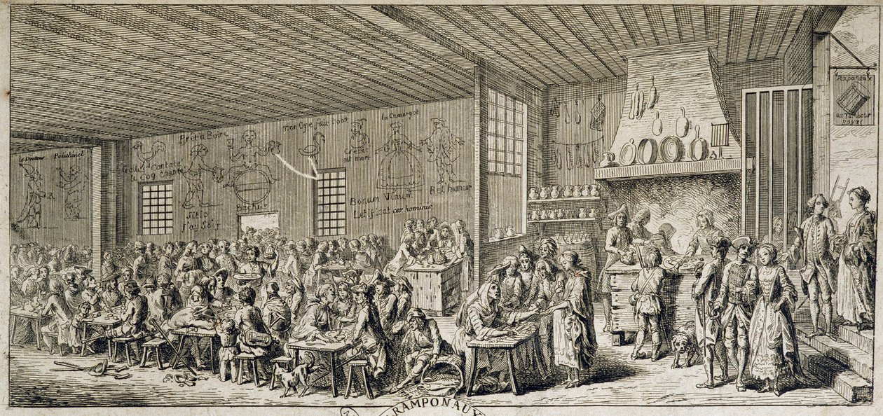 Interior de un cabaret "Ramponaux", s.d. siglo XVIII de French School