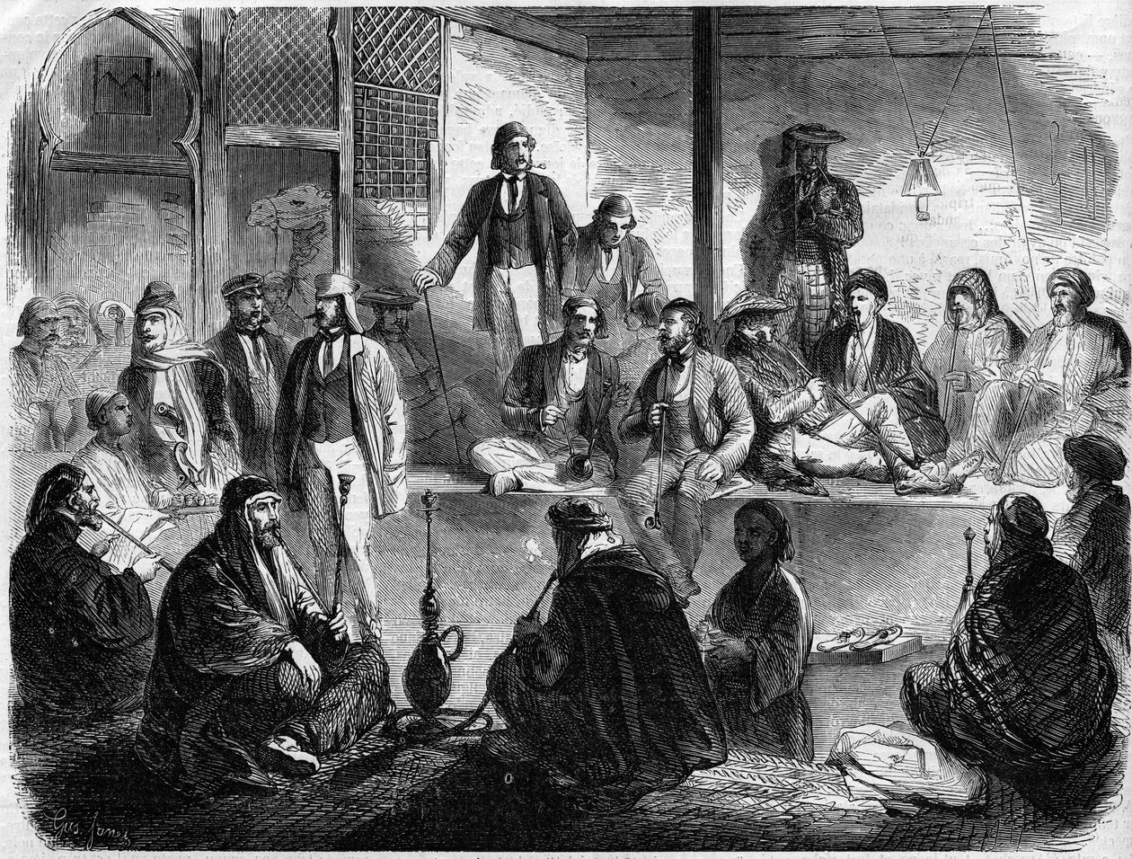 Interior de un café en Suez (Egipto) de French School