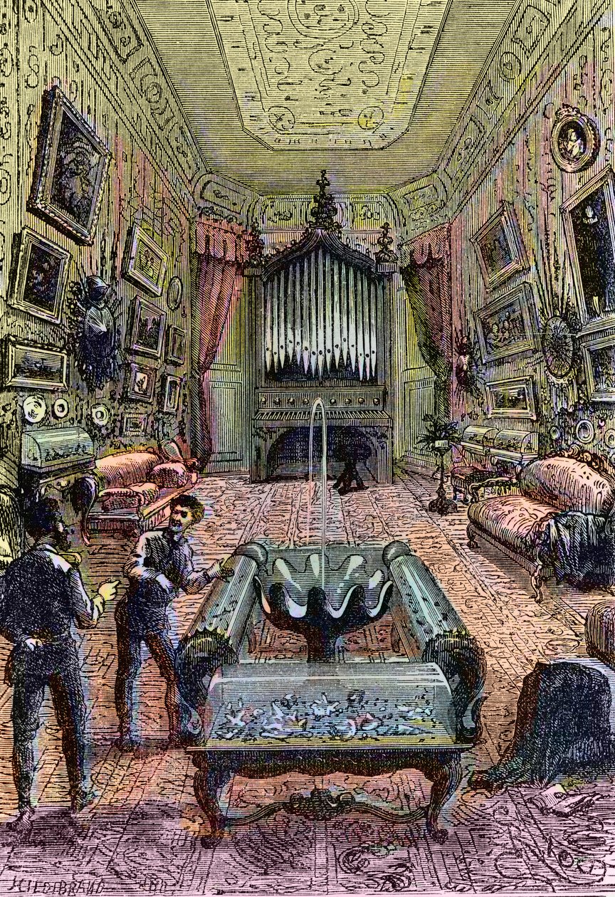 Interior del Nautilus, ilustración de 