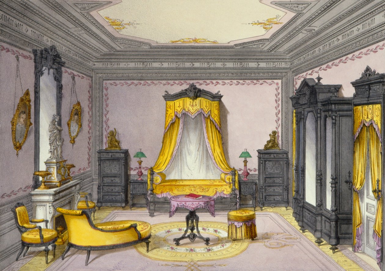 Interior mostrando muebles de un periódico francés, 1850s de French School