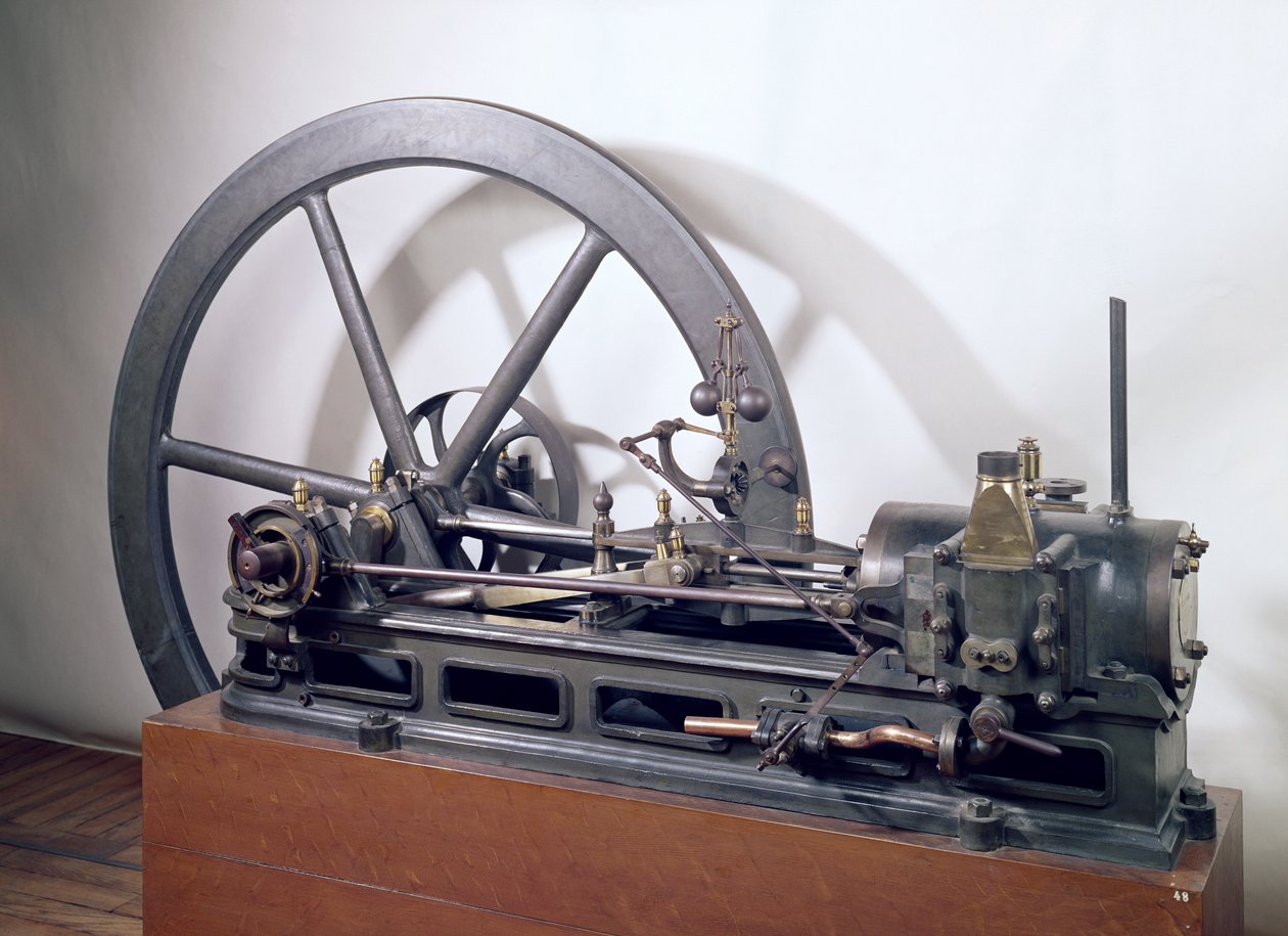 Motor de combustión interna diseñado por Etienne Lenoir, 1860 de French School