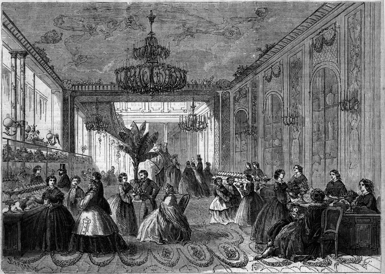 Vista interior de la confitería de Paul Siraudin. París de French School