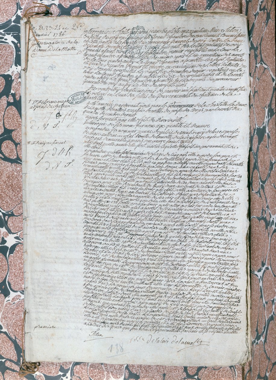 Interrogatorio de Jeanne de Valois-Saint-Remy, Condesa de La Motte (1756-91), enero de 1785 de French School