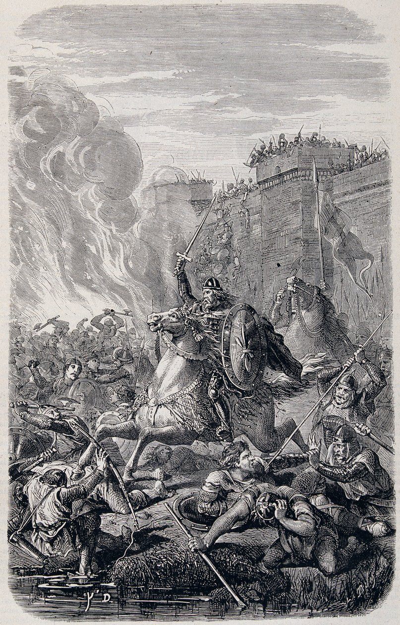 Invasión y saqueo de Roma por Alarico I, Rey de los Visigodos 410 - en “Historia de Papas, Reyes, Reinas y Emperadores” por Lachatre, T.1 de French School