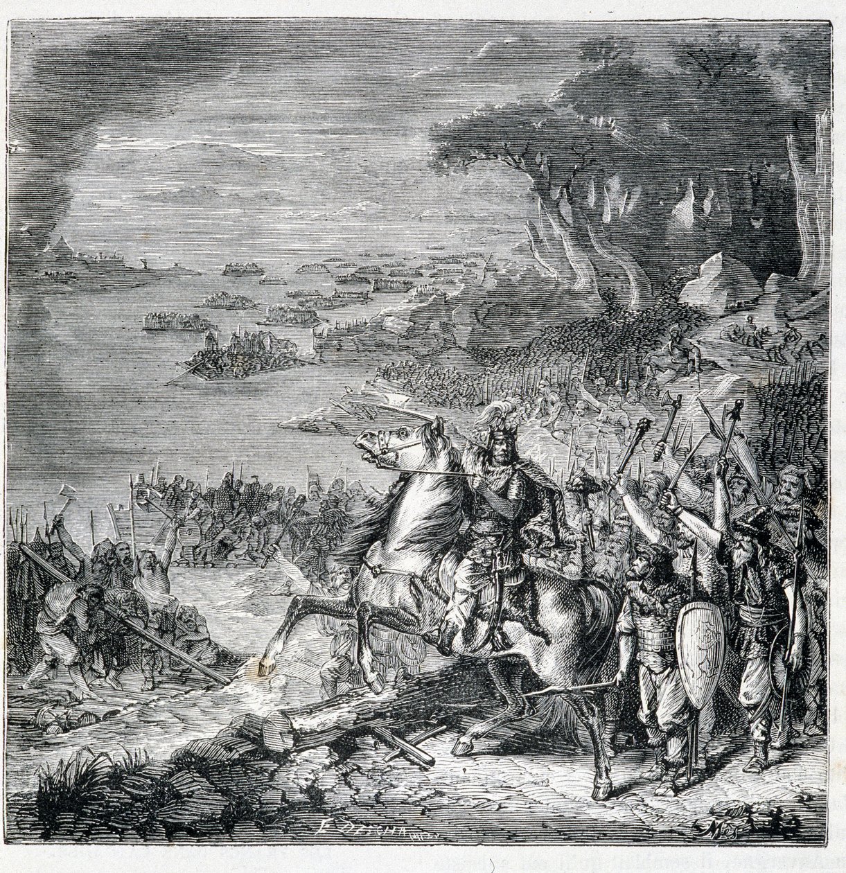 Invasión de los bárbaros - en "Histoire de France populaire" de French School