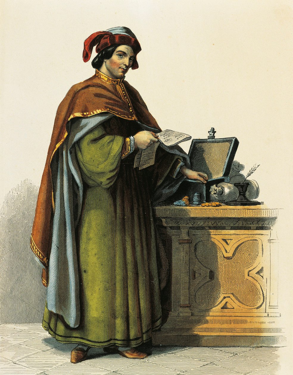 Jacques Coeur (c.1395-1456), comerciante francés de French School