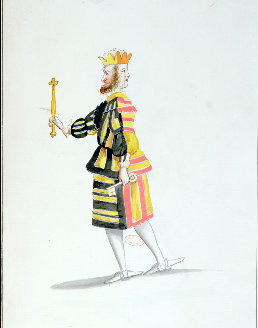 Disfraz de Janus para el Ballet de la Nuit de Jean-Baptiste Lully (1632-87) bailado por Luis XIV, 23 de febrero de 1653 de French School