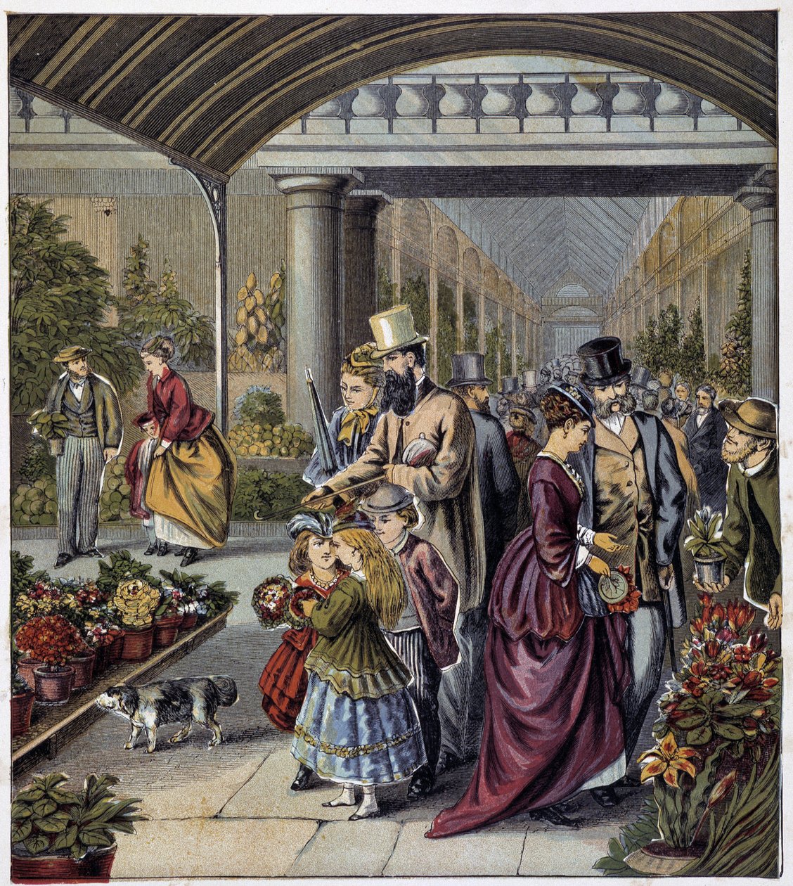 Jardín de flores - en “Shop des petits enfants: en vacances”, ed. Hachette, n.d., v.1900 de French School
