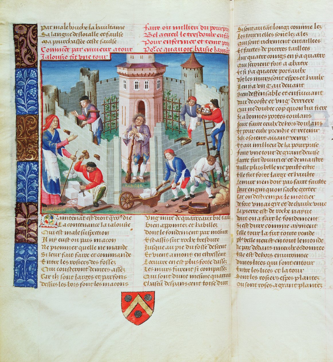 Los celos erigen una fortaleza, del Roman de la Rose de French School