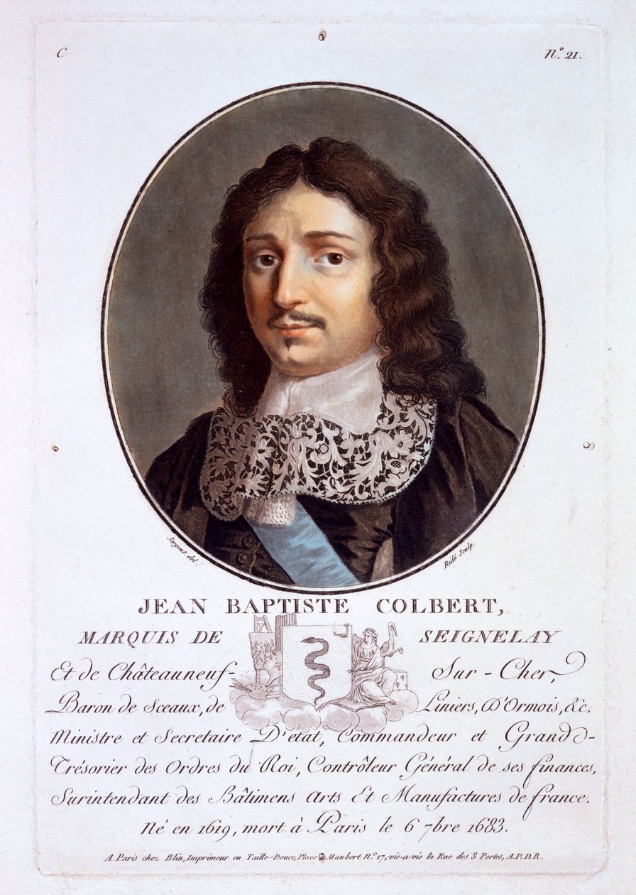 Jean-Baptiste Colbert, Marqués de Seignelay, de Retratos de grandes hombres, mujeres ilustres y sujetos memorables de Francia, publicado 1787-92 de French School