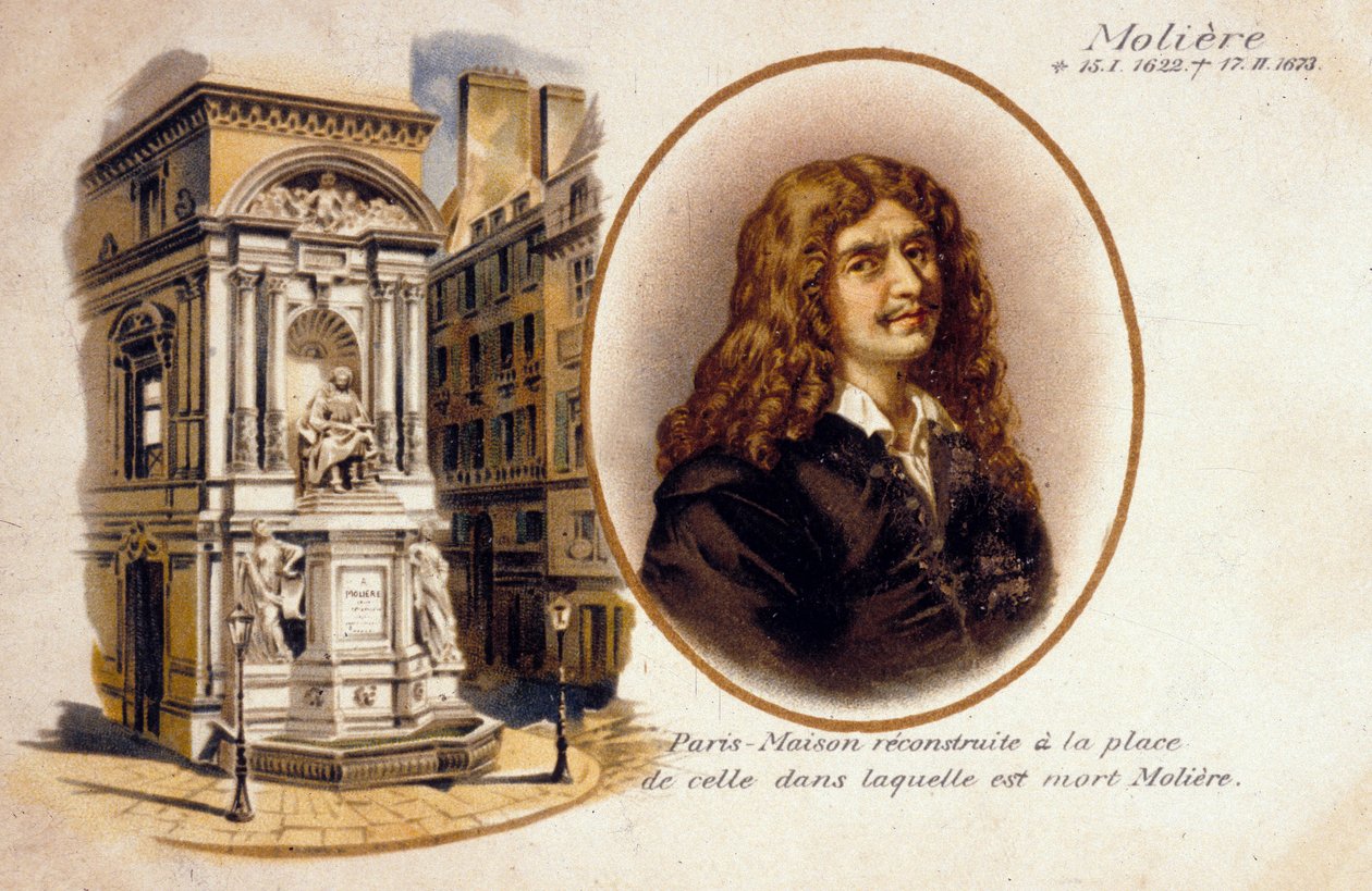 Jean-Baptiste Poquelin, alias Moliere (litografía en color) de French School