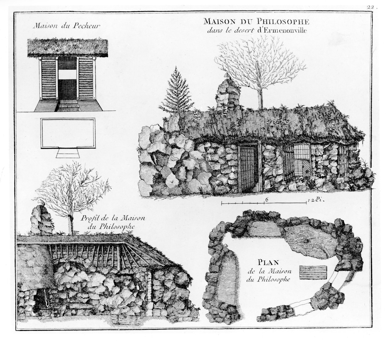La Ermita de Jean-Jacques Rousseau en Ermenonville de French School