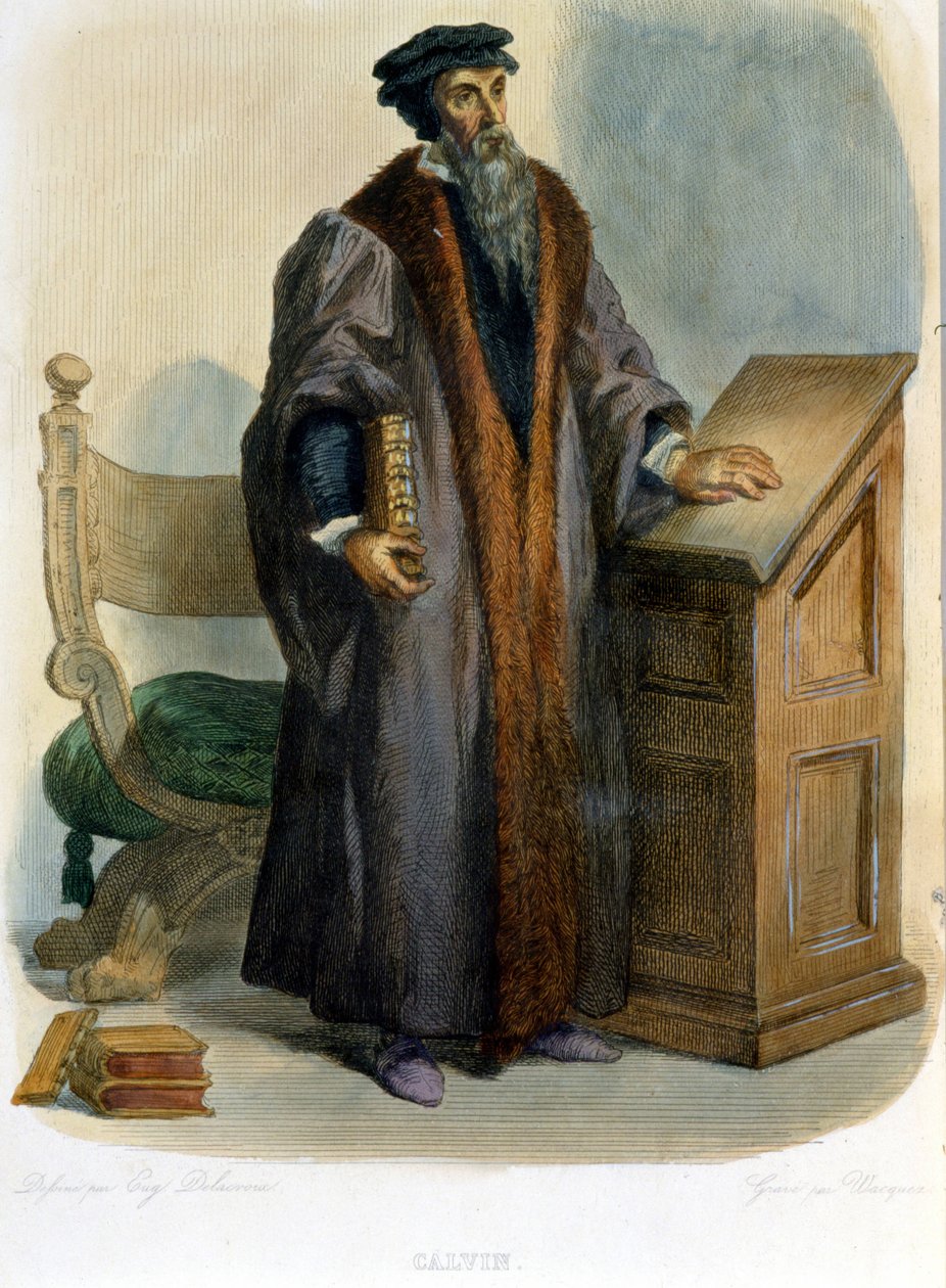 Jean Calvin (Jean Cauvin, reformador y escritor francés (1509-1564) - en “Le Plutarque français”, Ed. Mennechet de French School