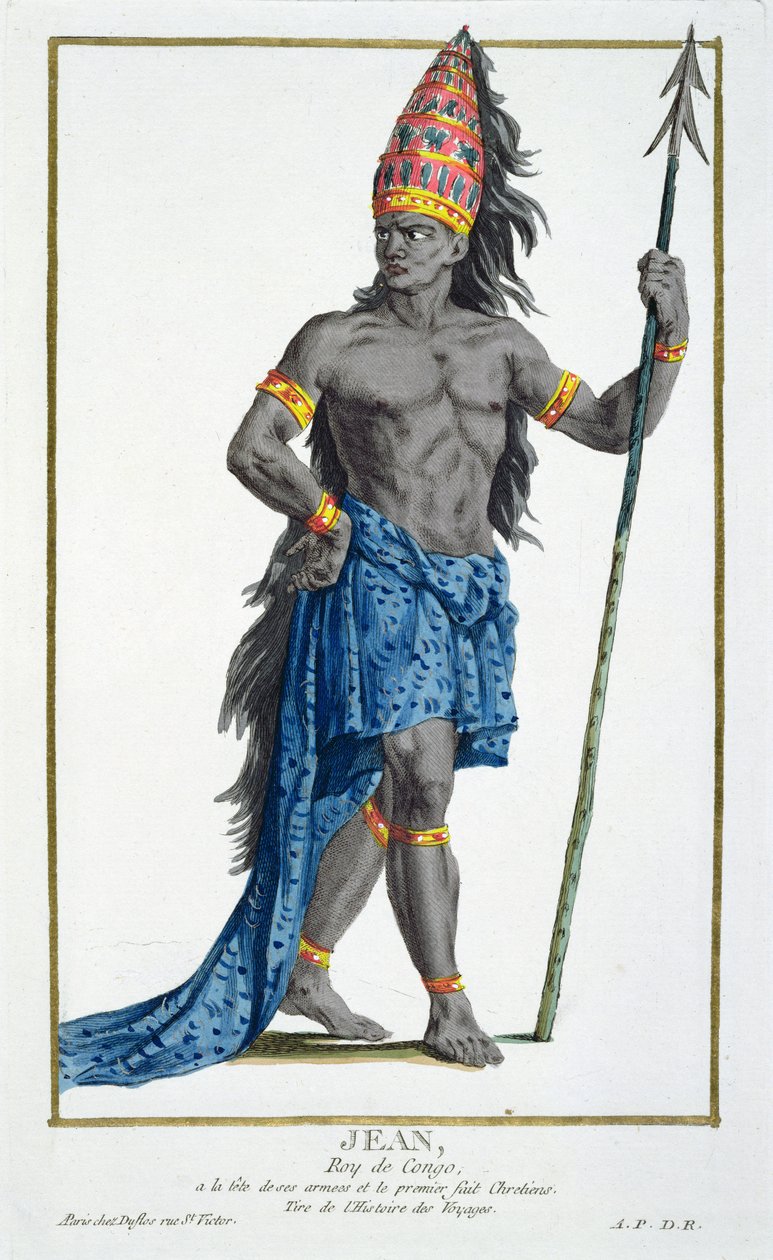 Jean, Rey del Congo, grabado por Pierre Duflos, 1780 de French School