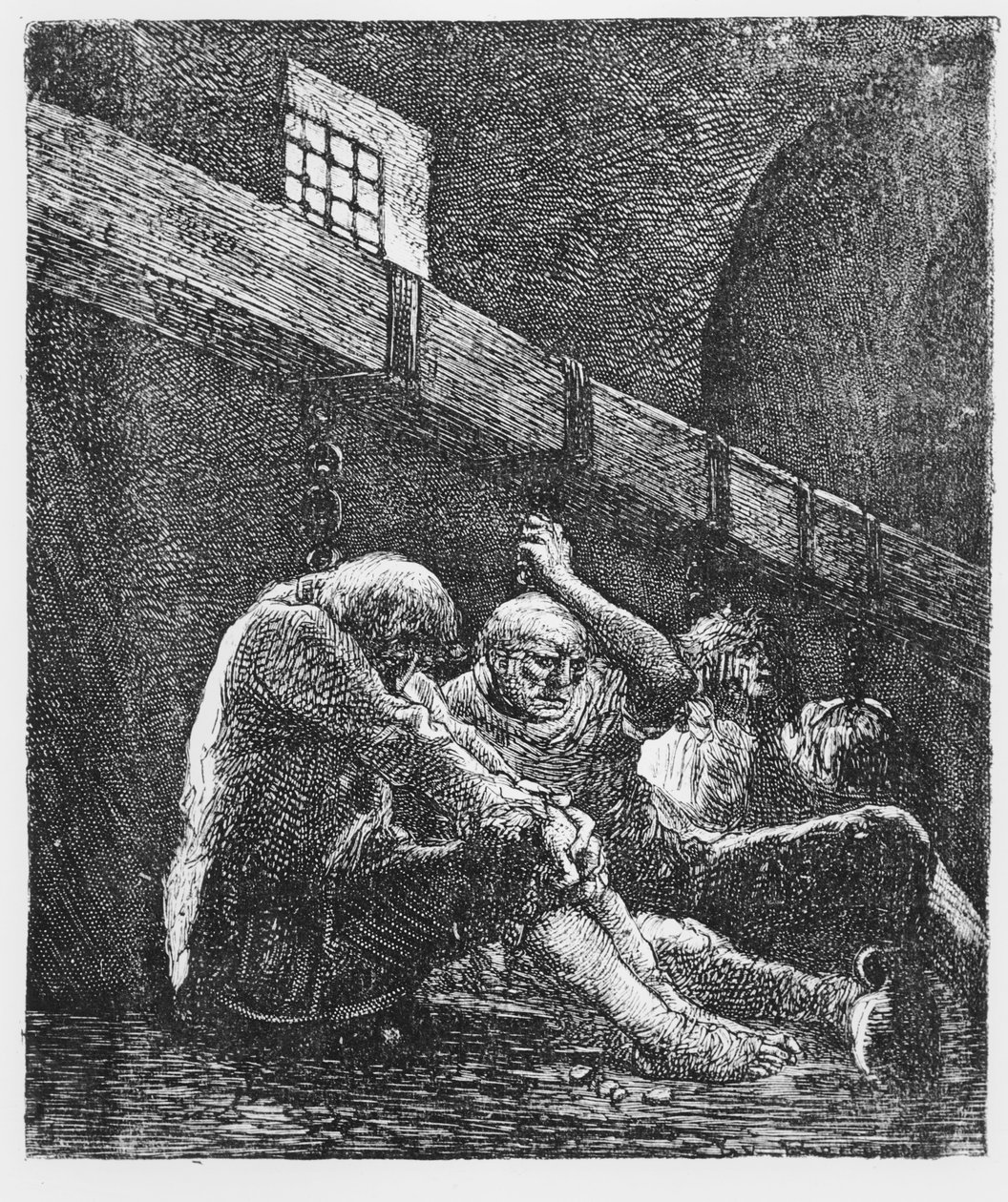 Jean Valjean en Prisión, Ilustración de Los Miserables, de Victor Hugo, 1865 de French School