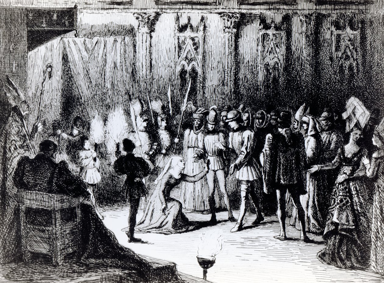Juana de Arco recibida en Chinon por Carlos VII de French School