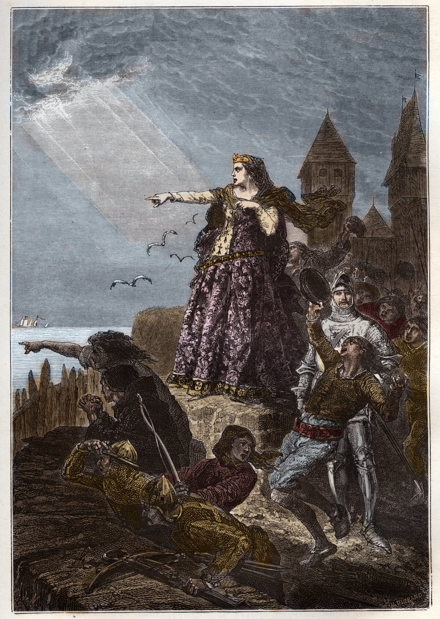 Juana de Flandes avista la flota inglesa llegando para aliviar Hennebont de French School