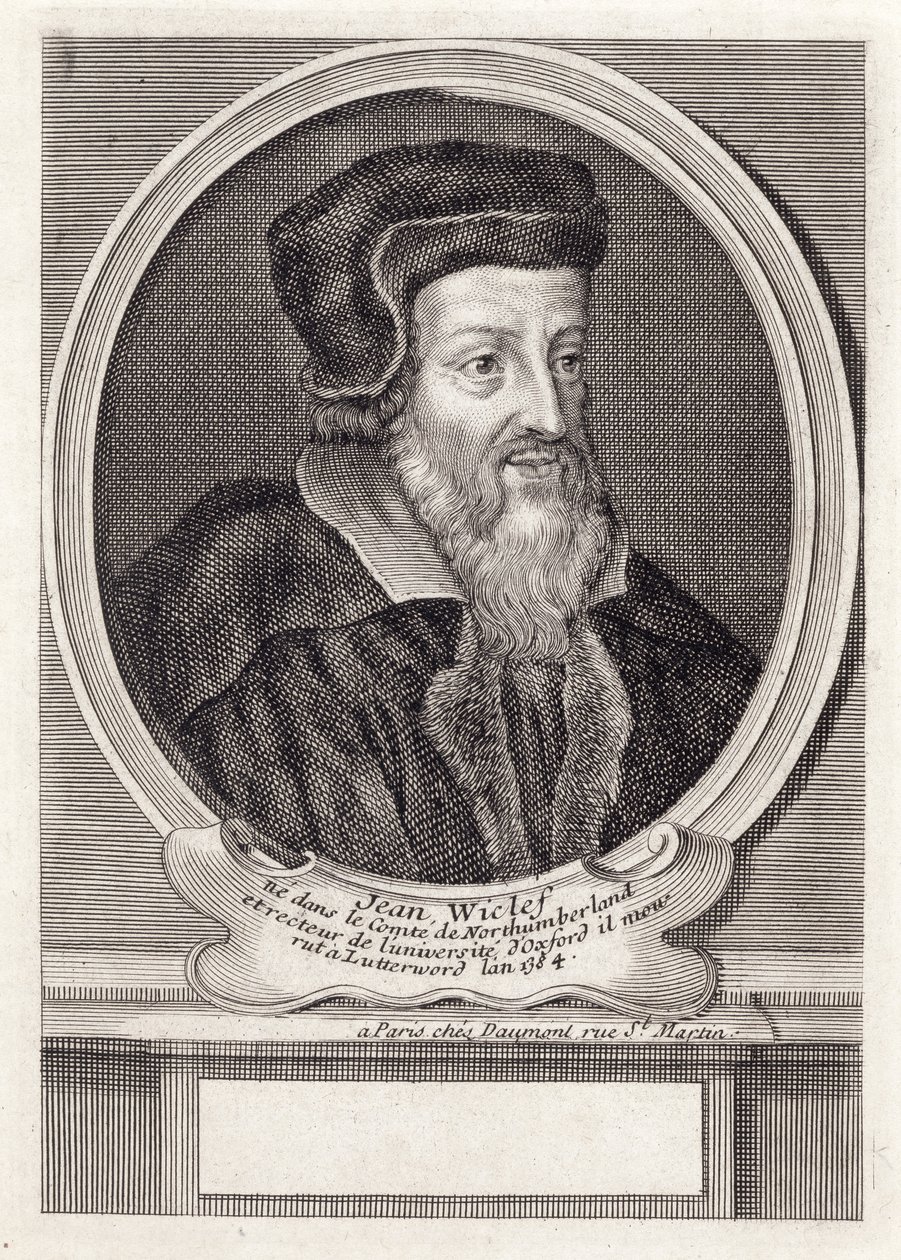 John Wycliffe, grabado por Daumont, París de French School