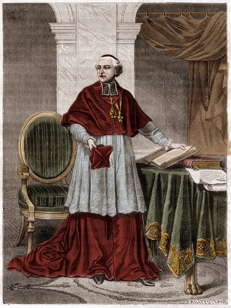 Joseph Fesch (1763-1839), cardenal francés - grabado de 1879 - Retrato del Cardenal Joseph Fesch, tío de Napoleón Bonaparte (1763-1839) - en “Historia del imperio en continuación a la historia del consulado” por Adolphe Thiers - 1879 - colección privada de French School