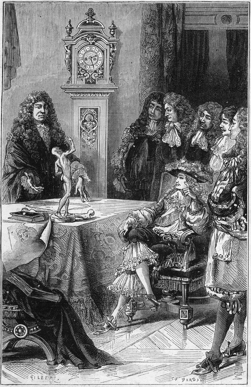 Joseph Guichard Du Verney (1648-1730) dando una lección de anatomía al duque de Borgoña Luis de Francia (1682-1712). Siglo XVIII. Grabado de 1878. de French School