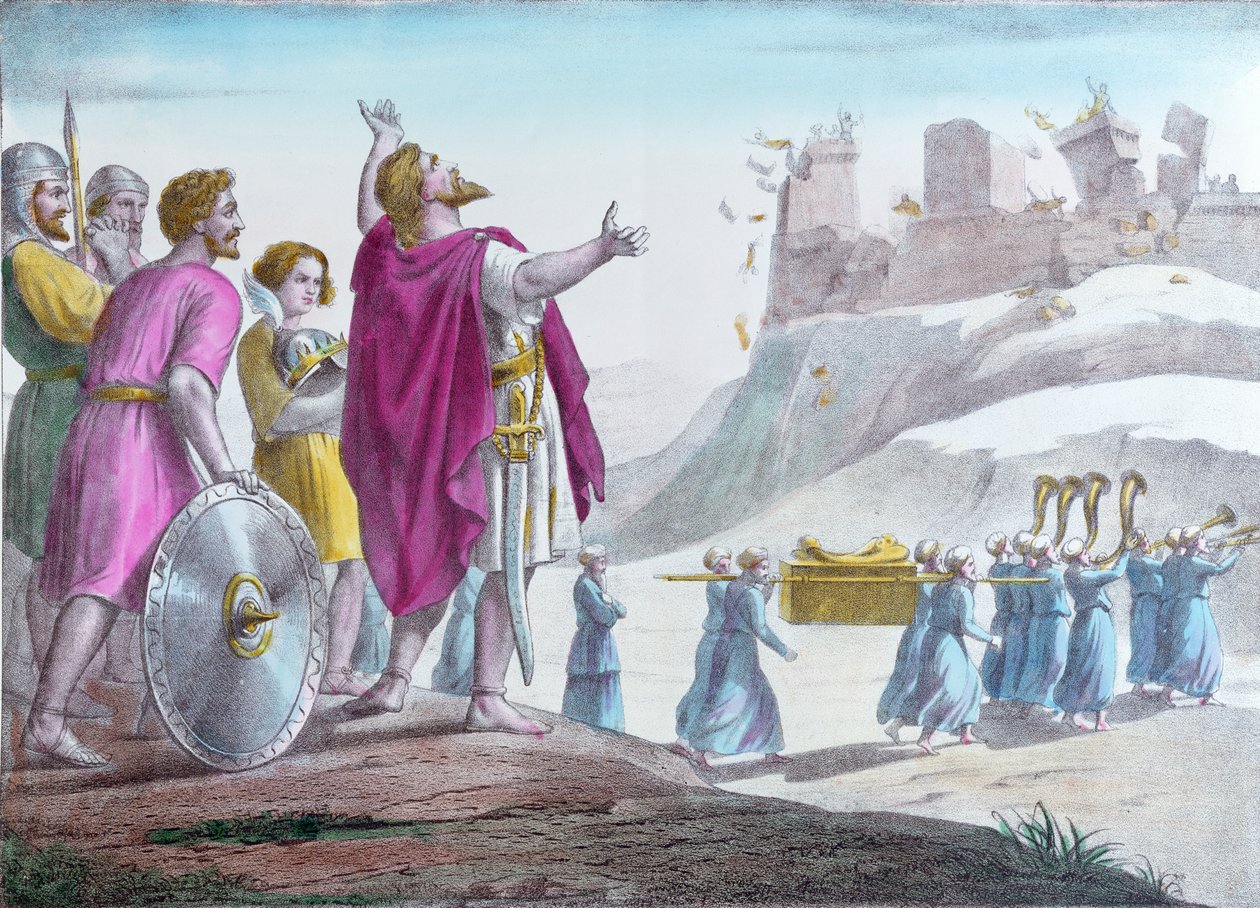 Josué ordenando que caigan los muros de Jericó de French School