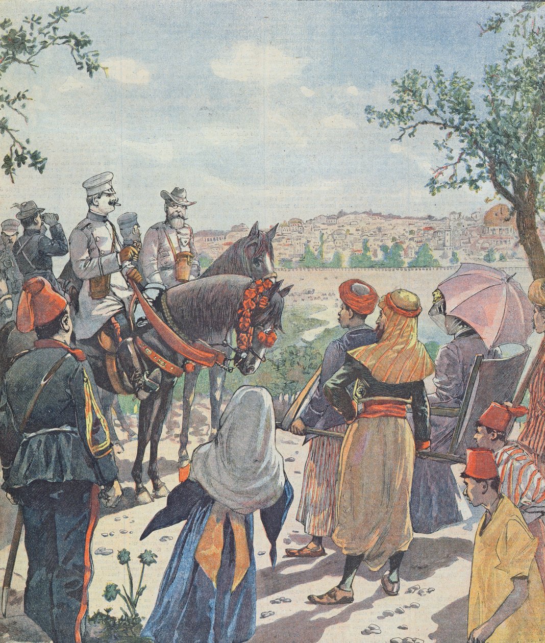 Viaje del Kaiser Guillermo II (1859-1941) a Palestina. La llegada a Jerusalén, de un periódico, 2 de noviembre de 1898 de French School