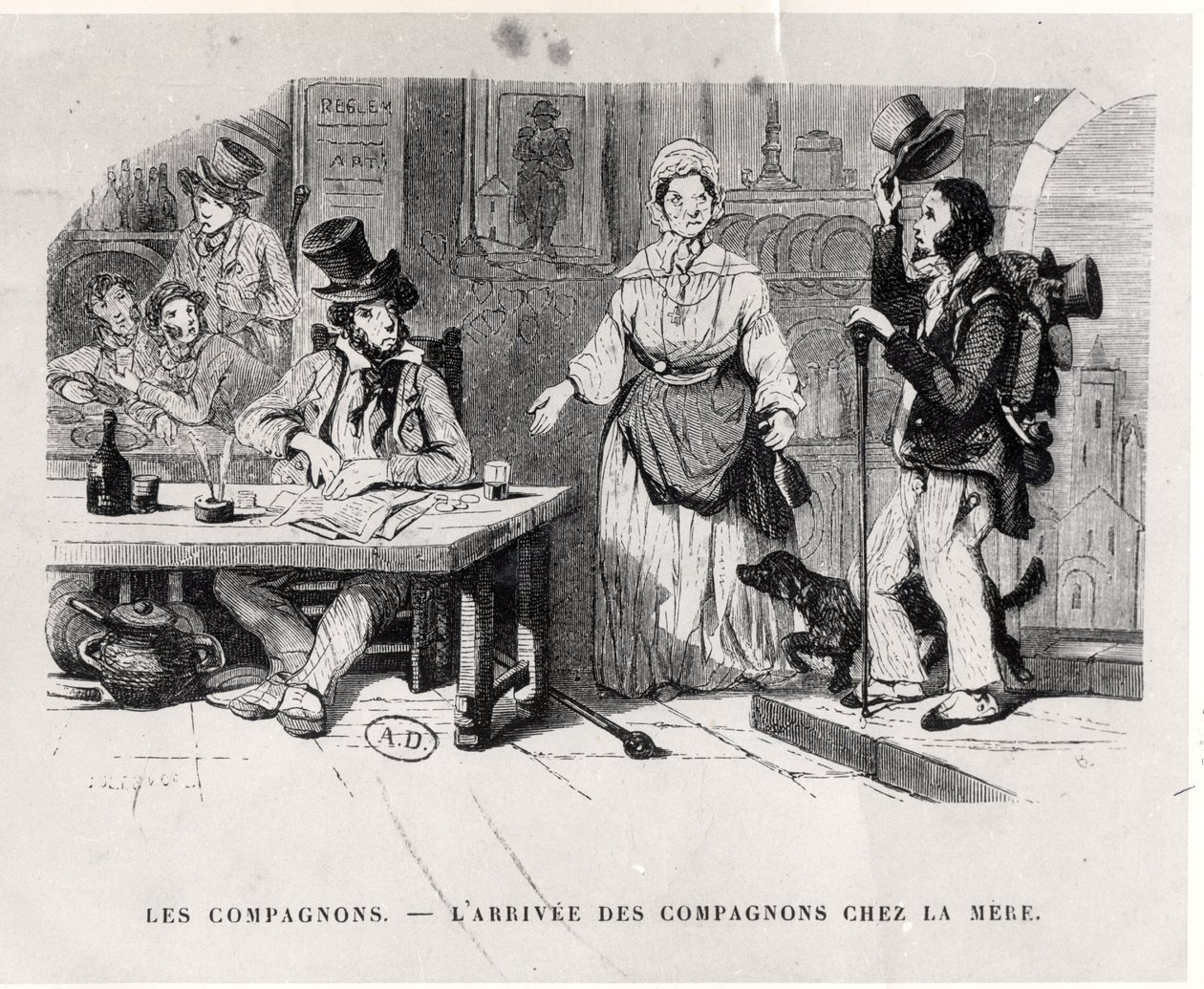 Oficial llegando a una pensión, c. 1850 de French School